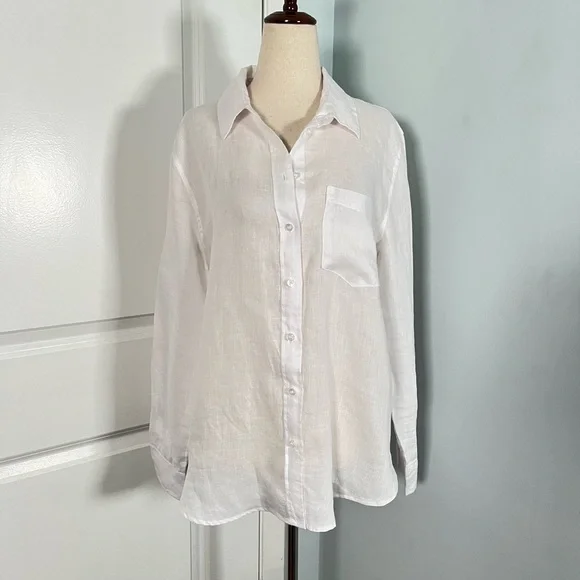 H&M 100% linen white essential Button Down Shirt size S - Picture 6 of 10